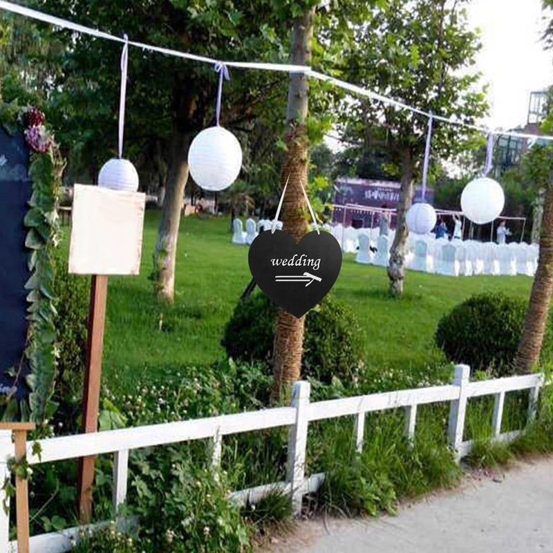 WINOMO Heart Chalkboard Sign: Wooden Blackboard for Christmas Party Wedding Hanging Decoration - Image 3
